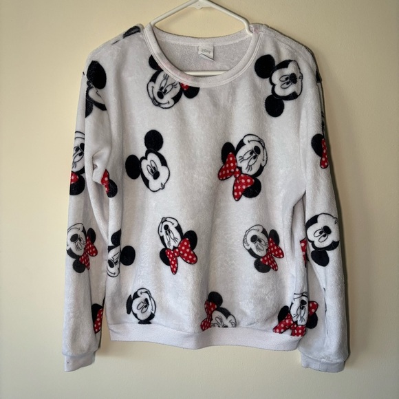 Disney Other - Disney Mickie & Minnie White Fleece Crewneck Pullover